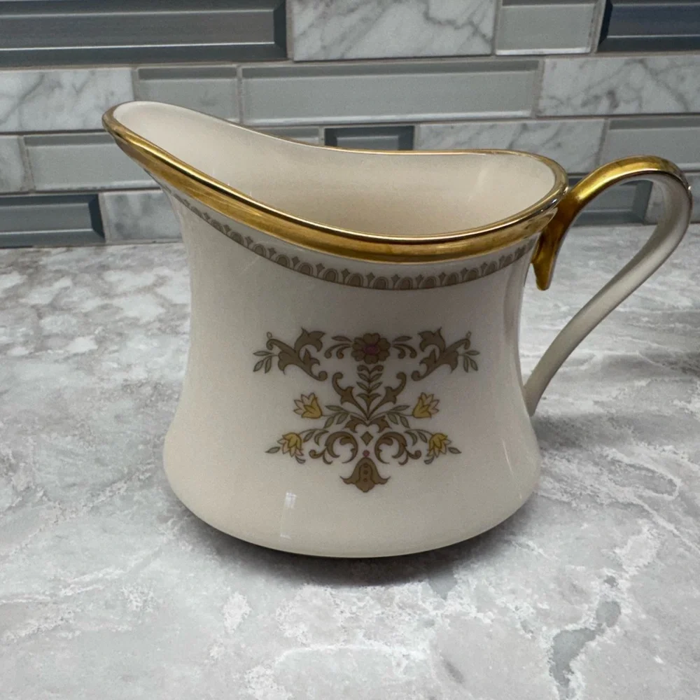 Lenox Castle Garden Bone China Dinnerware SUGAR & CREAMER SET Floral Gold Trim - Picture 6 of 9